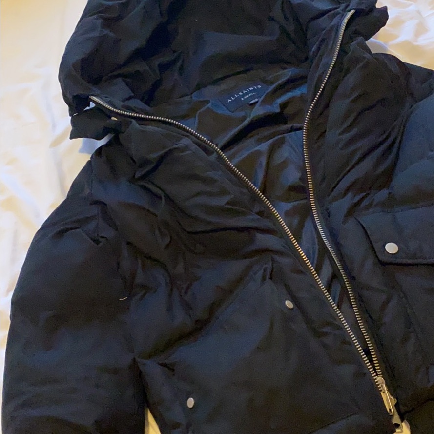 All Saints Esther Puffer Crop Black